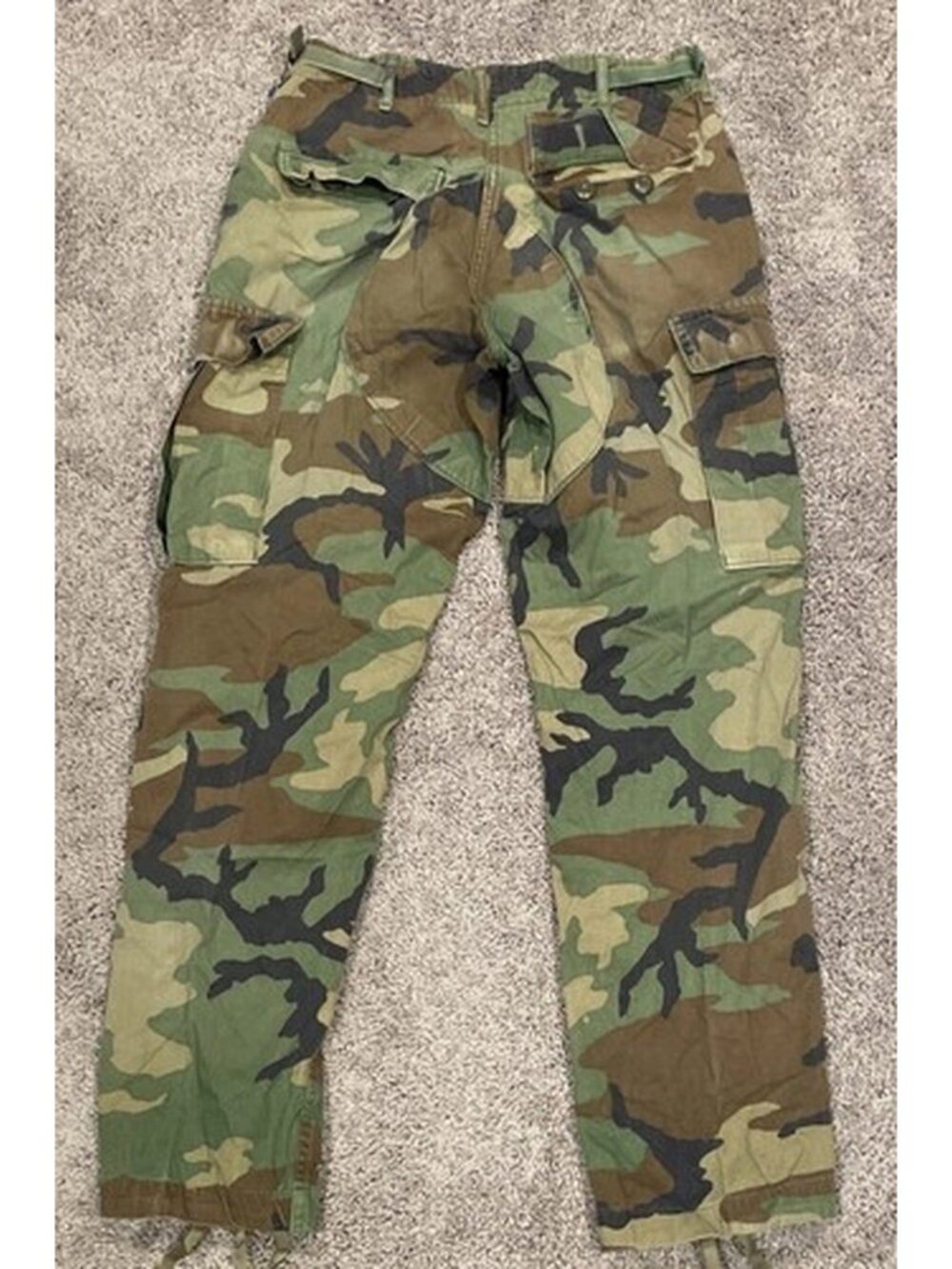 Vintage US Military Pants Mens Small Regular Woodland Camo Cargo Combat Buttons - Picture 3 of 5
